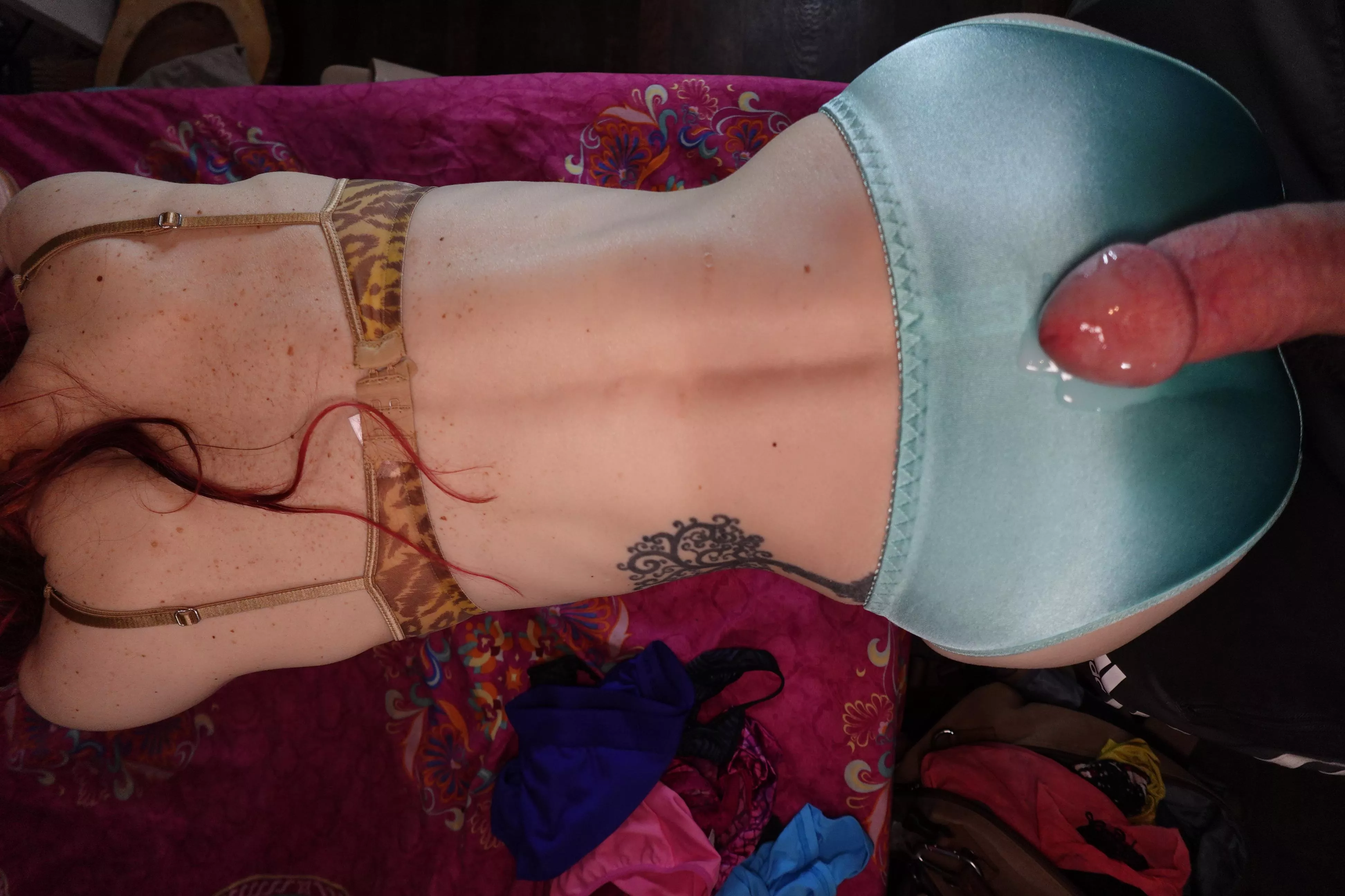Cumming on my booty in satin panties