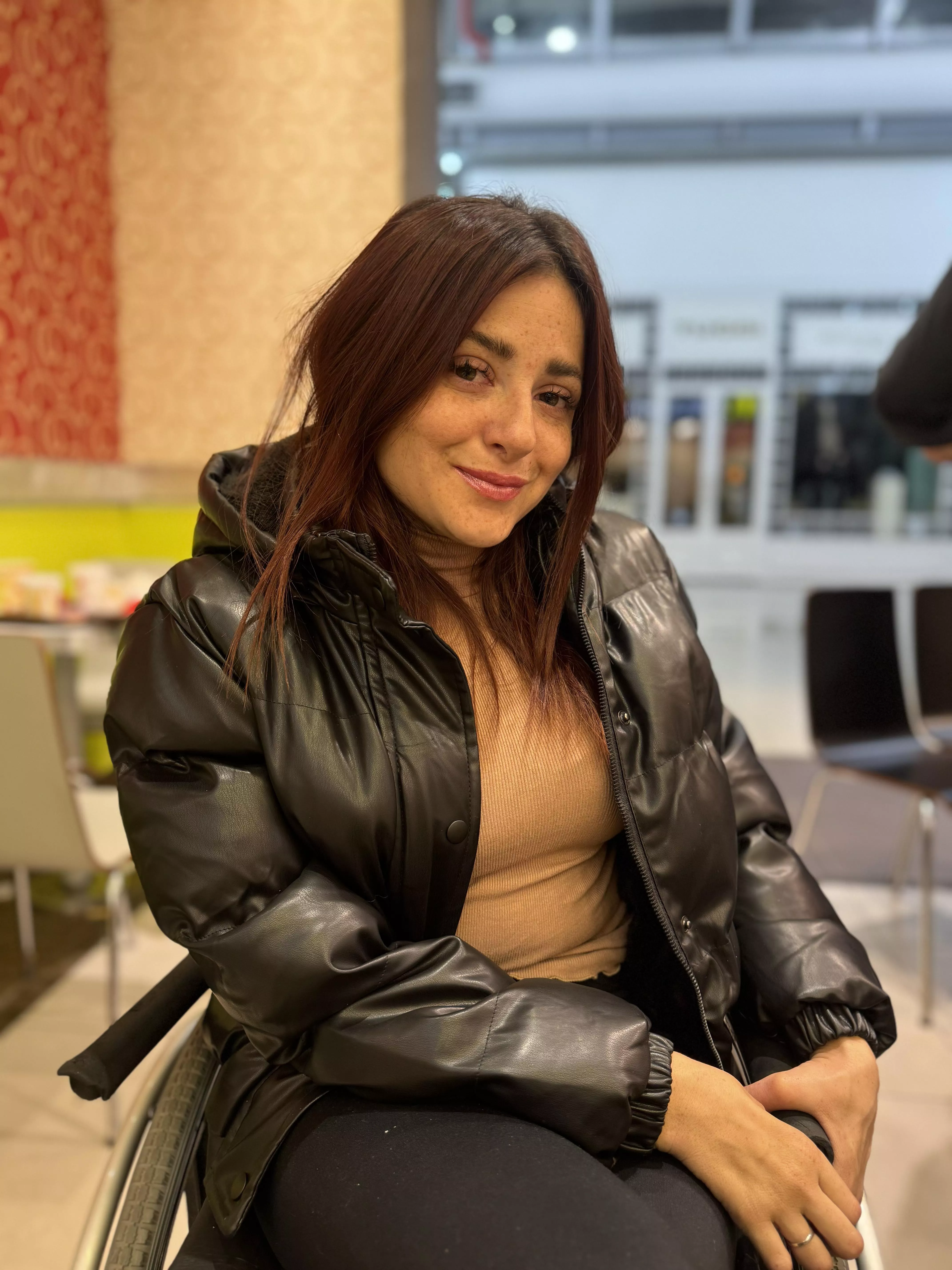 On a date, being a fine and elegant girl. 