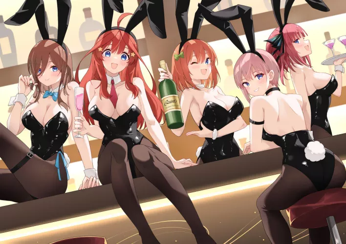 The Sisters Working Hard As Bunny Girls (Quintessential Quintuplets)