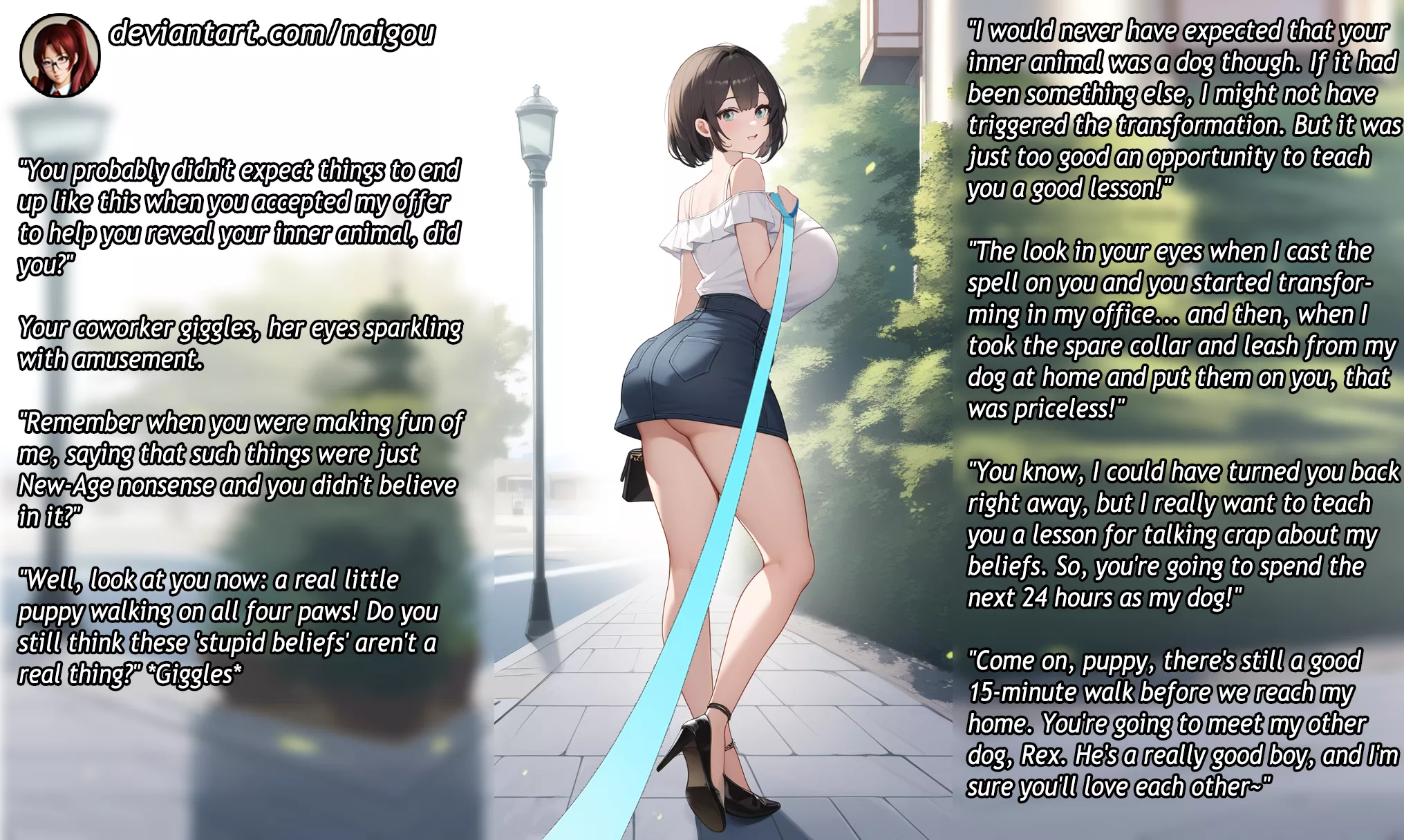 Turned into your coworker's dog Part1 [femdom][transformation][dog TF][forced petplay][coworker] [dark][you're a dog now so bark for me <3][kinkshamers welcome][puppy TF][fantasy][neo-shamanism vibe]