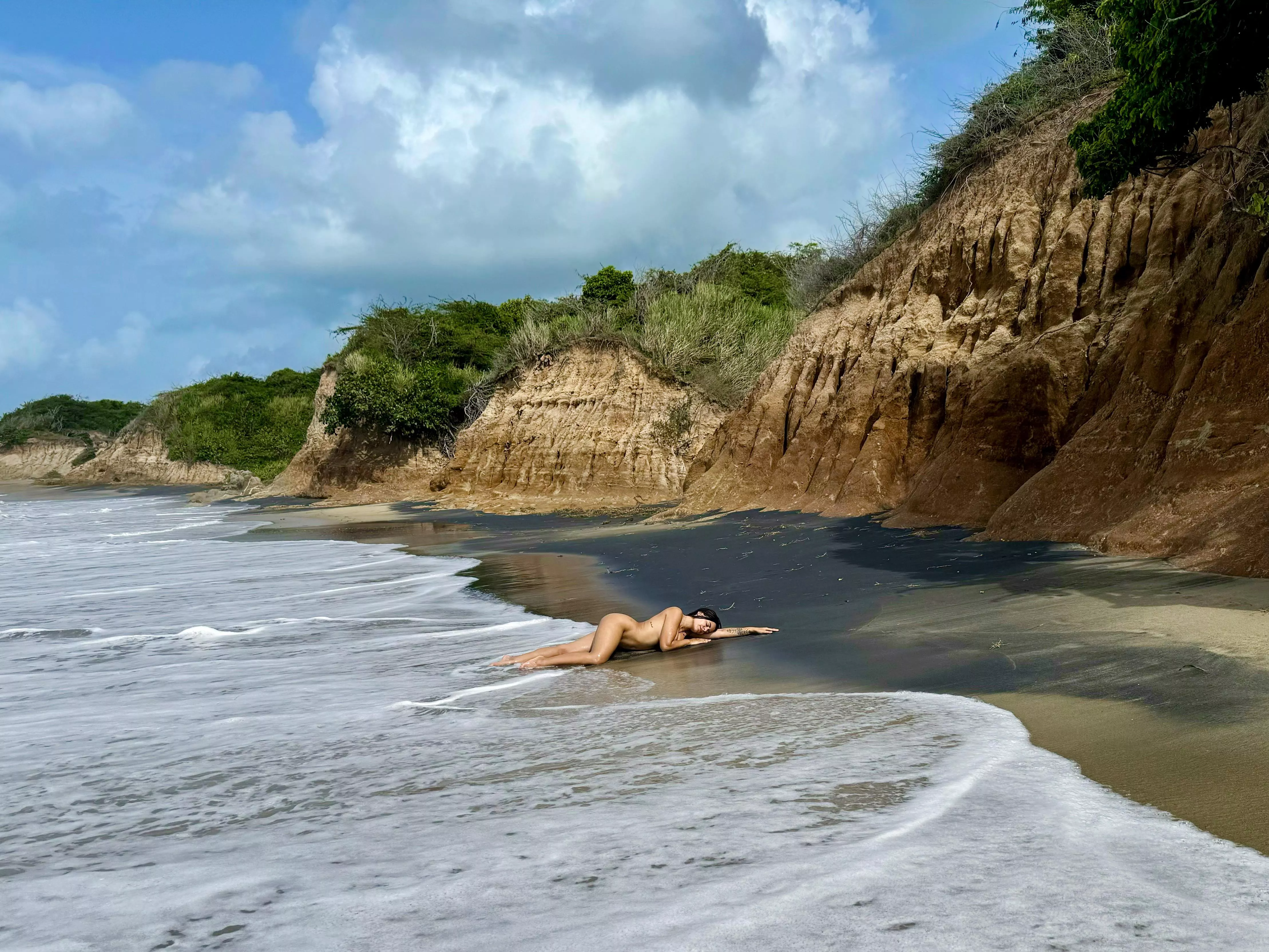 Out in the open on a public beach