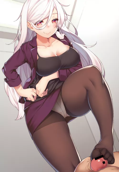 She loves stepping on her pet