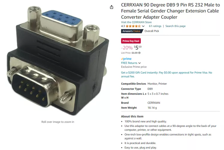 Gender Bender Plug MTF/TGTF + PLASTIC (M Serial -> F Serial) - CERRXIAN