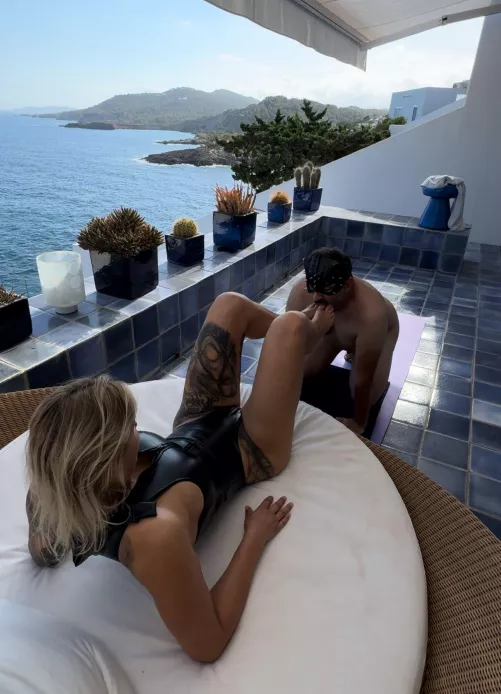 He's already leaking and dreaming about my feet