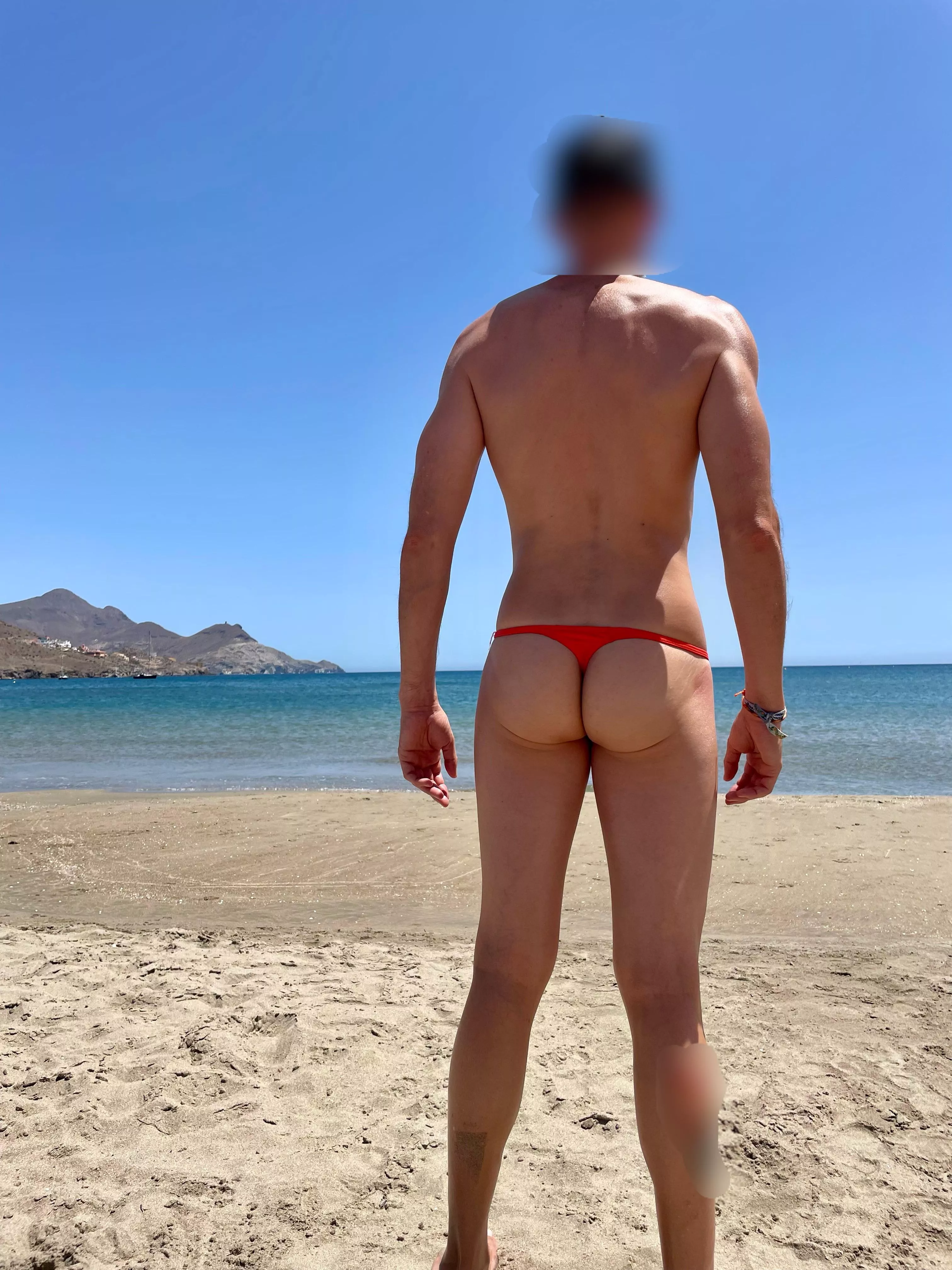 I got very horny exposing my cheeks at the beach. Would you rip it off to see my hole? Is my butt cute?