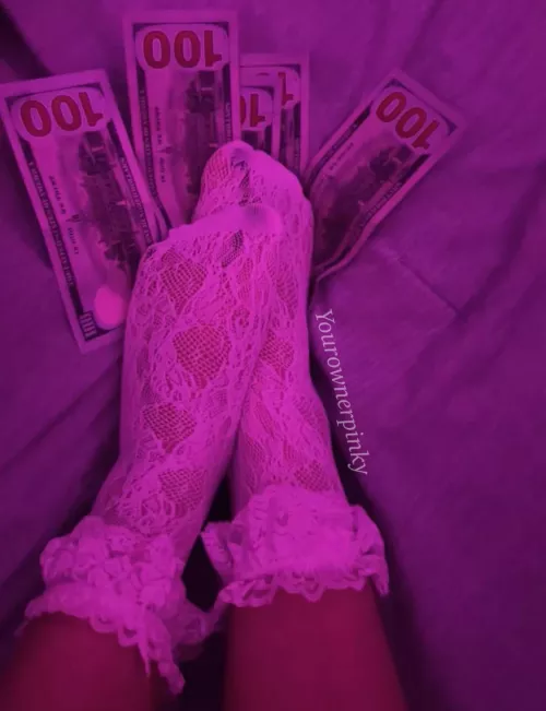 My white lace socks with your money 💖