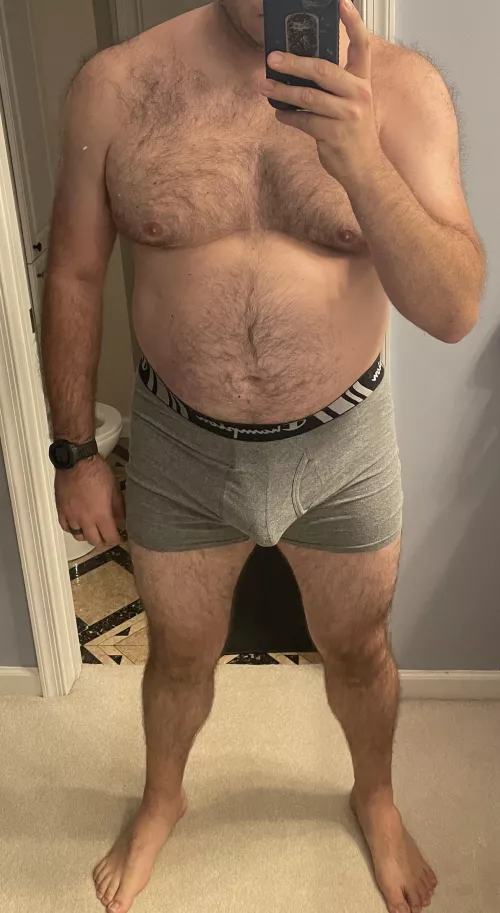 Chest hair and a dad bod