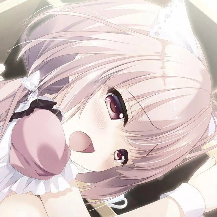 LF Color Source: red eyes, yellow hair, open mouth, tears, blush, clothes, breasts, close up, maid, maid apron, hair band, long hair