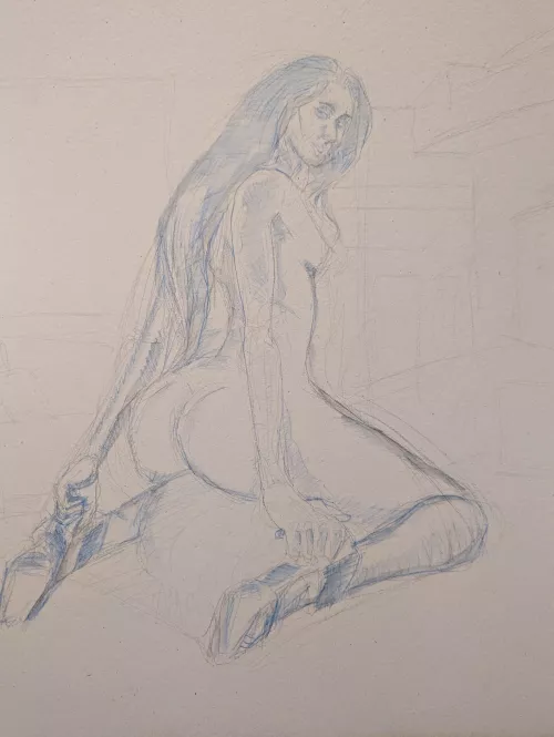 Mandy Muse rough watercolor grabbing heels