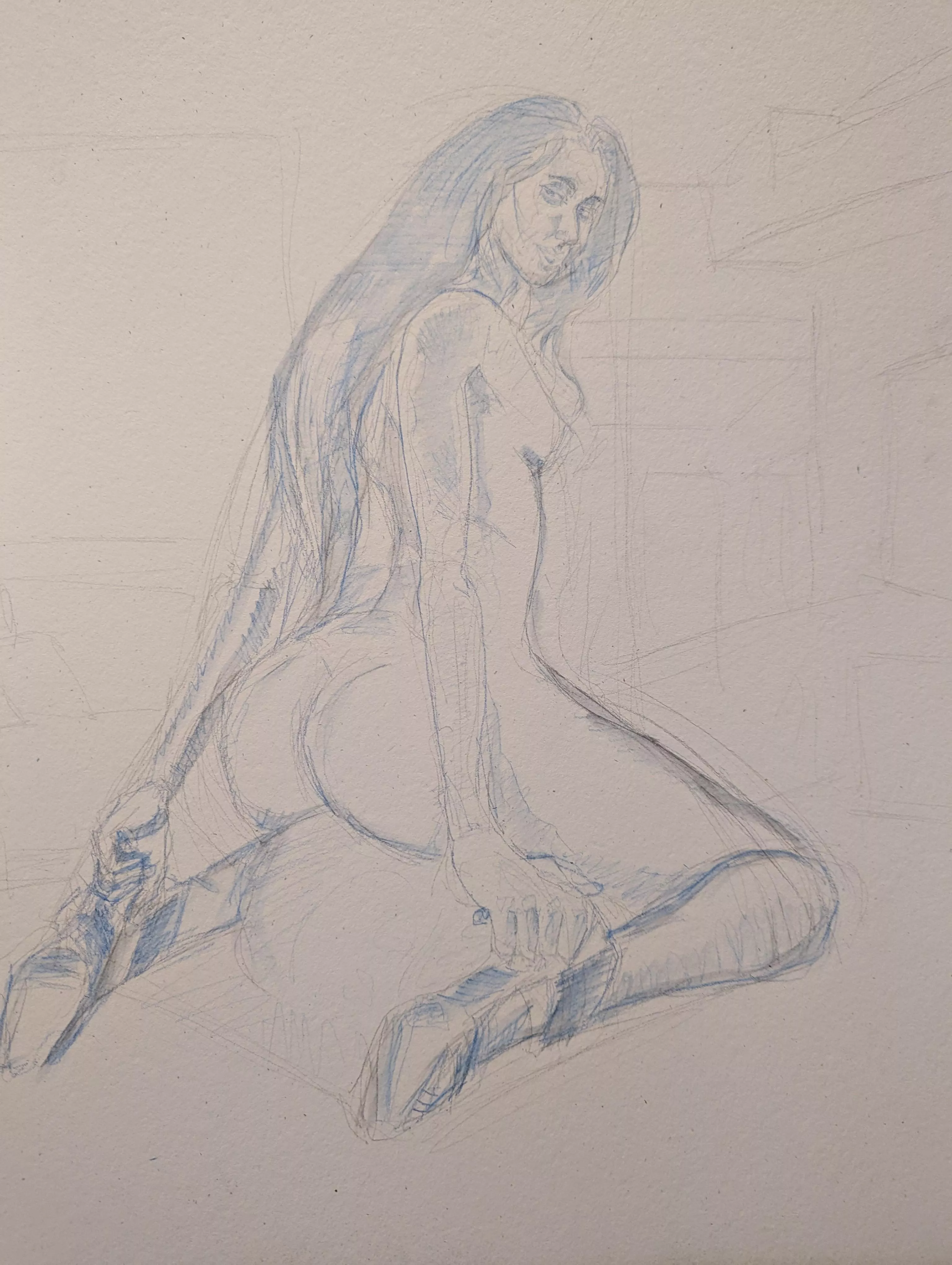 Mandy Muse rough watercolor grabbing heels