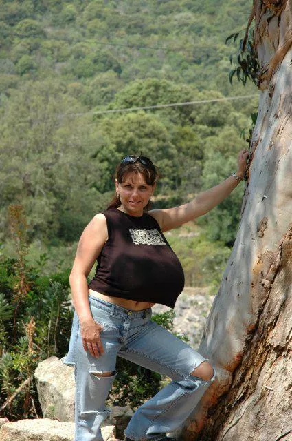 Milena's chest is steeper than the rock face