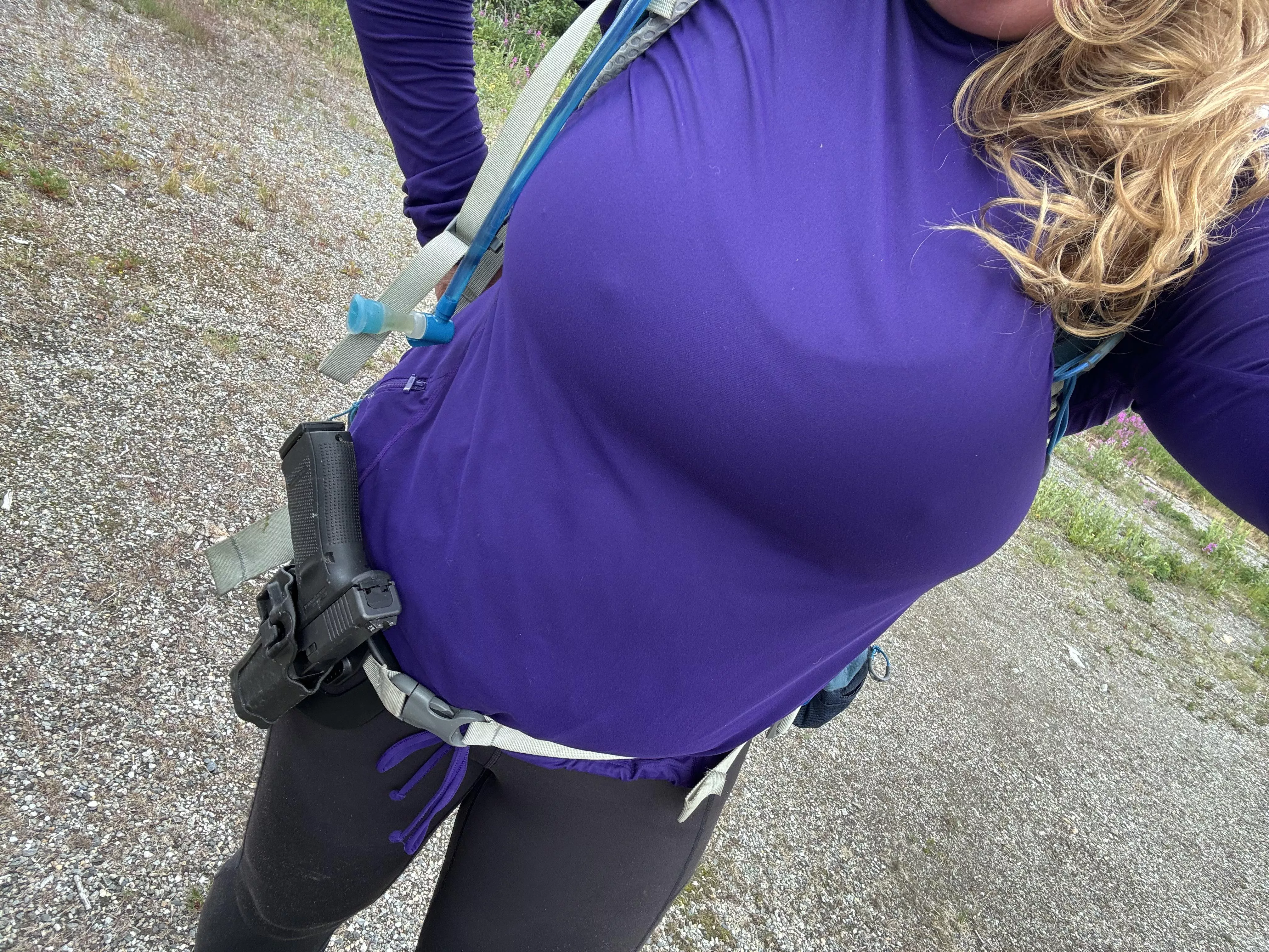 This is how I roll when I go hiking. I’m nipping out pretty good here! 😂💋