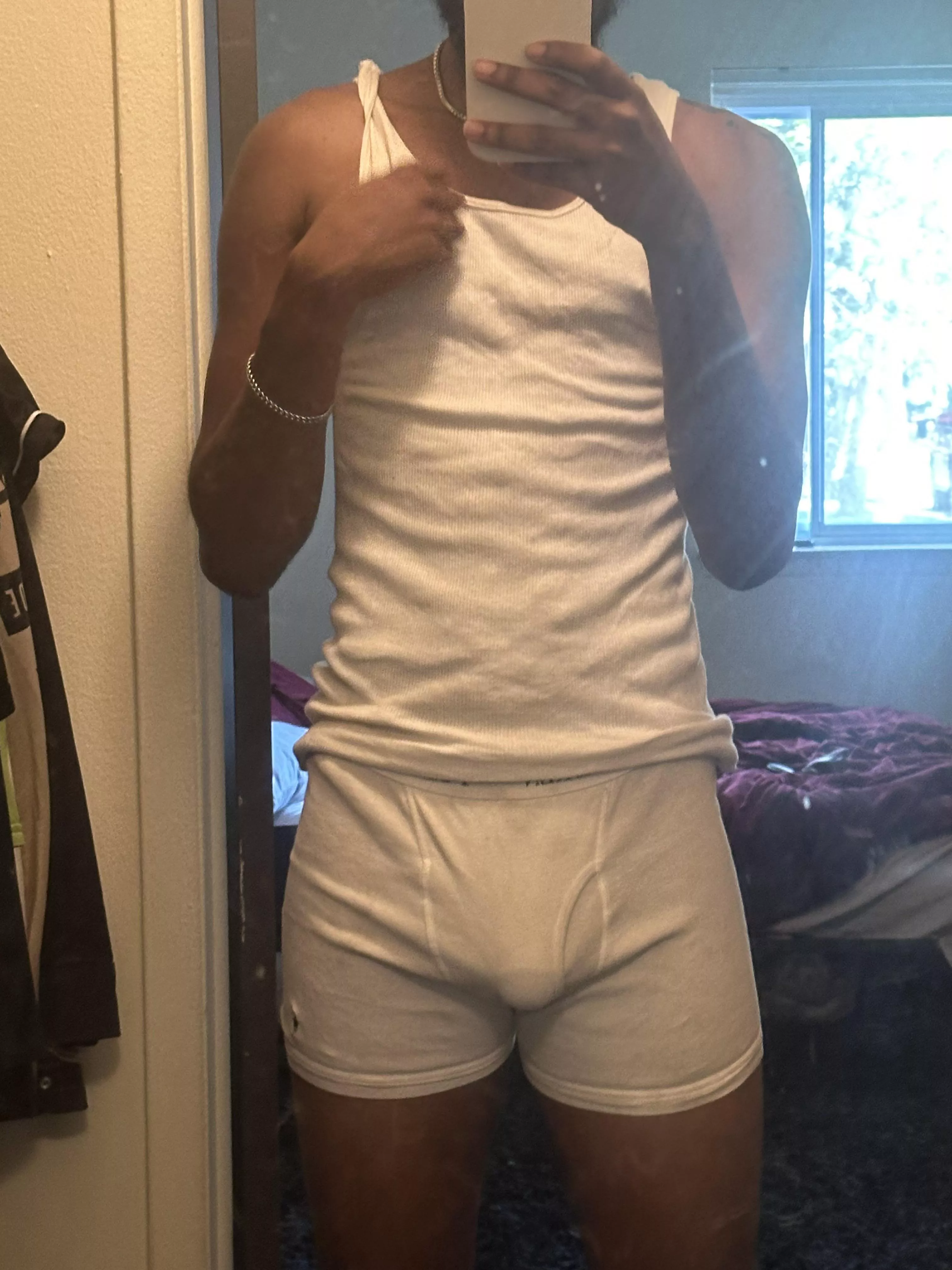Tip: wear white boxer briefs if you want your bulge to be massive
