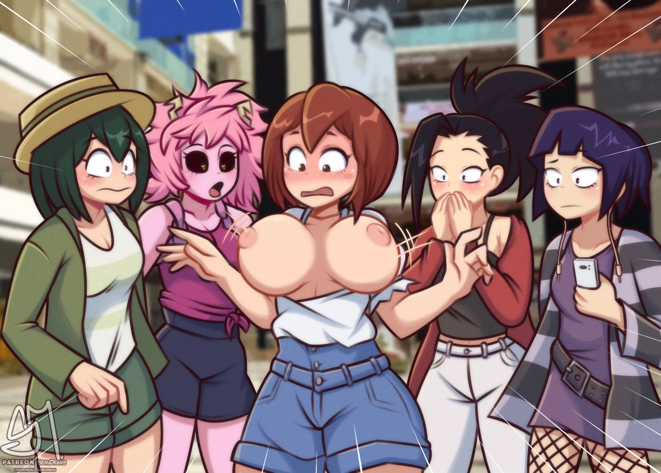 Wardrobe malfunction while out with the gals (semidraws)