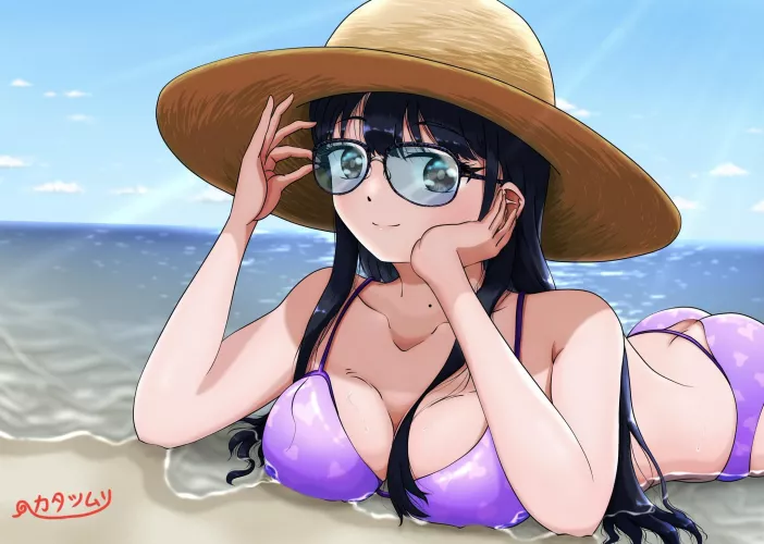 Anna Yamada Sunbathing On The Beach [The Dangers In My Heart]