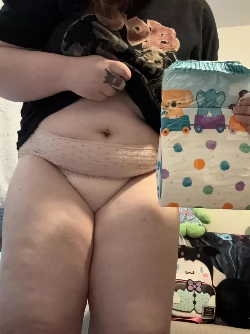 Daddy trusted me with a pull up and I accidentally soaked it. Back to diapers I go 🤭