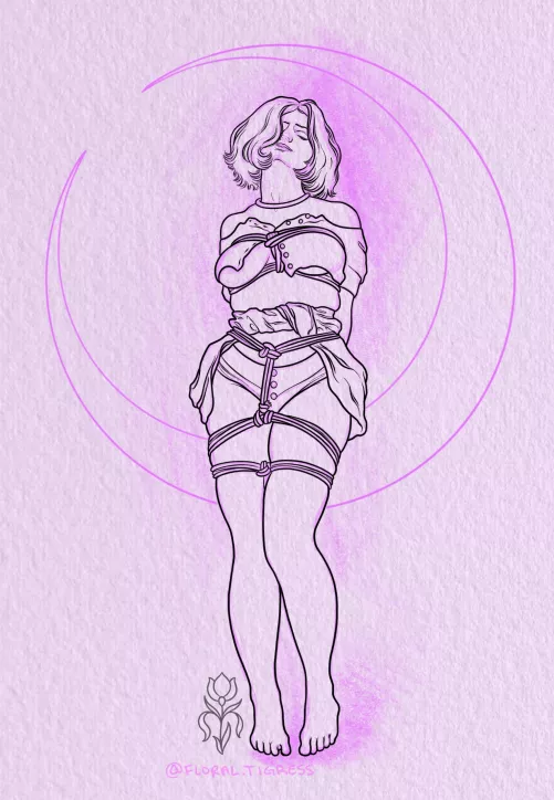 Lunar Tie, a fun little shibari drawing I made recently