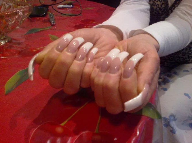 Traditional thick squared off french tips (glossy) ...so fine 😊