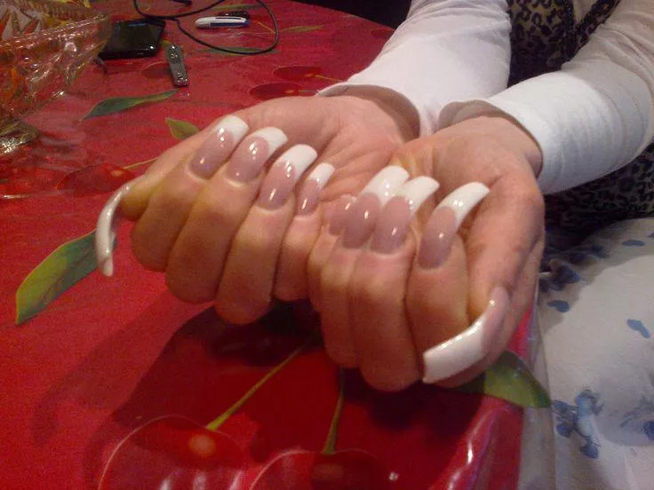 Traditional thick squared off french tips (glossy) ...so fine 😊