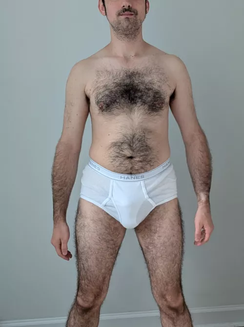 Wearing nothing but my white briefs