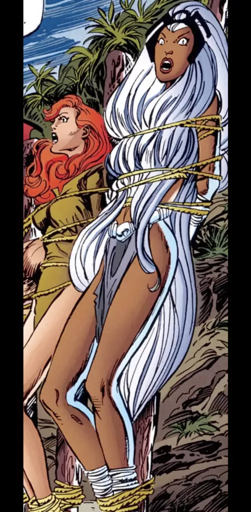 Jean Grey and storm tied up