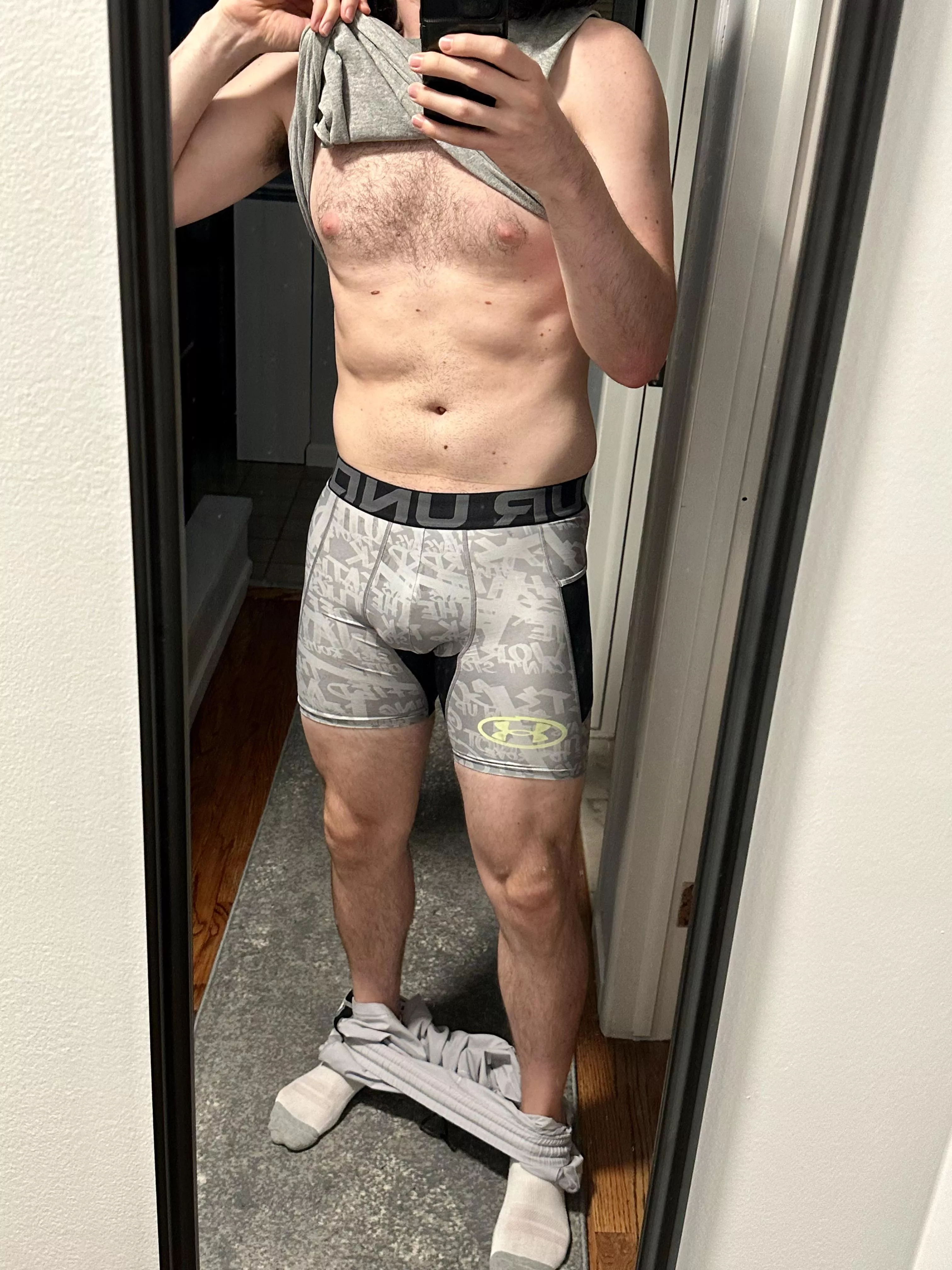 Shorts pulled all the way down