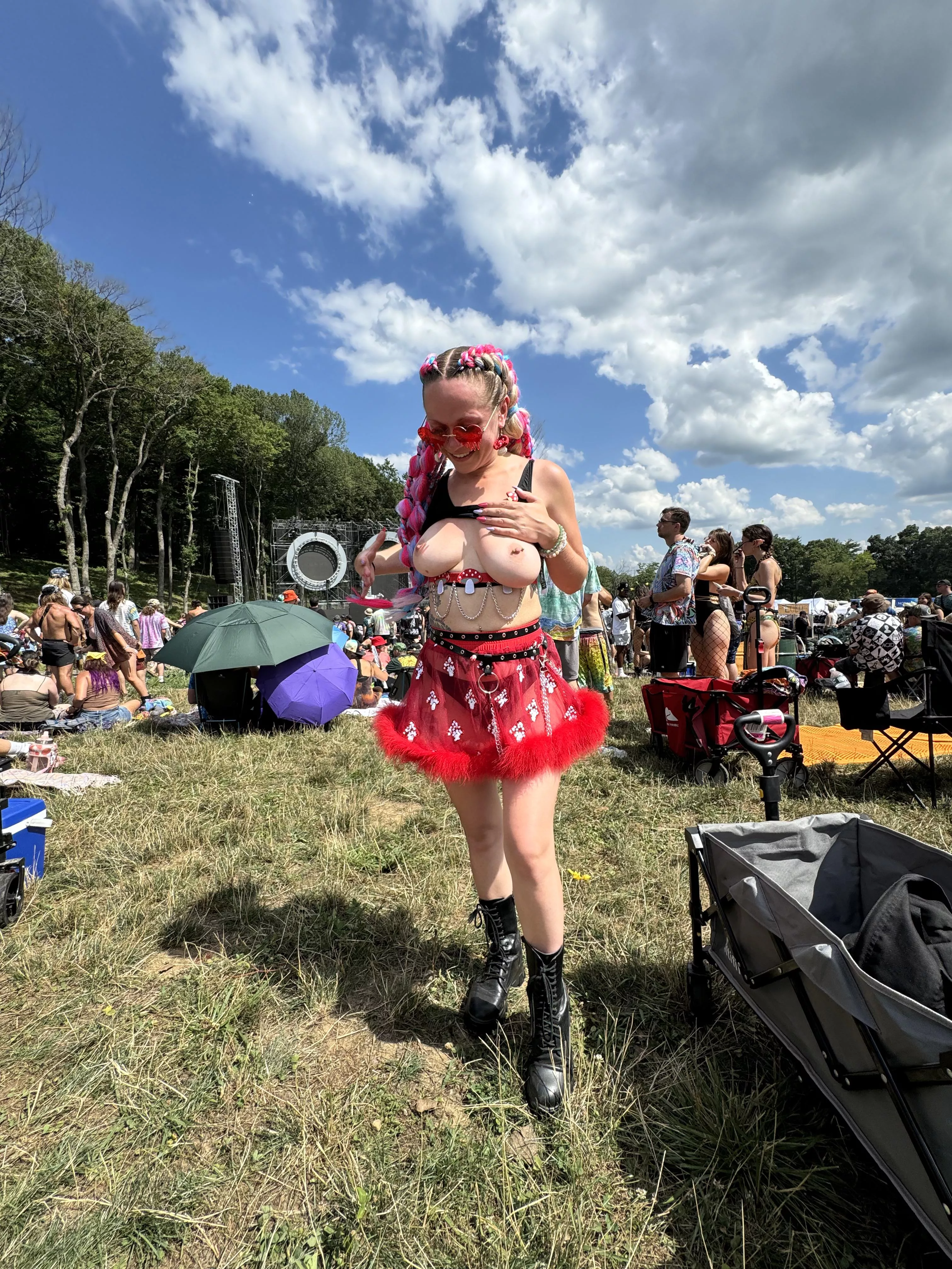 tits out at the festival 