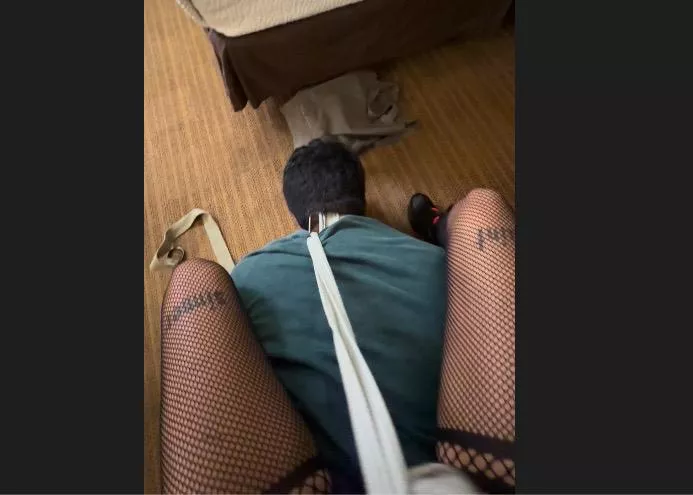 worshipping my boots while I ride like the pathetic domesticated pup he is