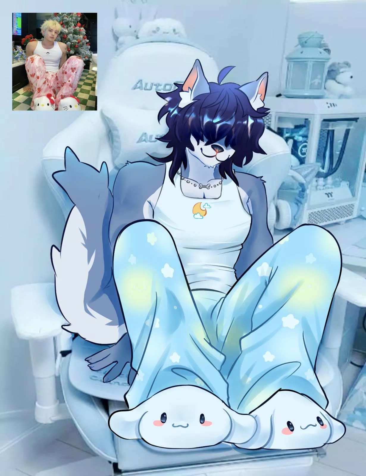 A dog wearing dogs [art by me]