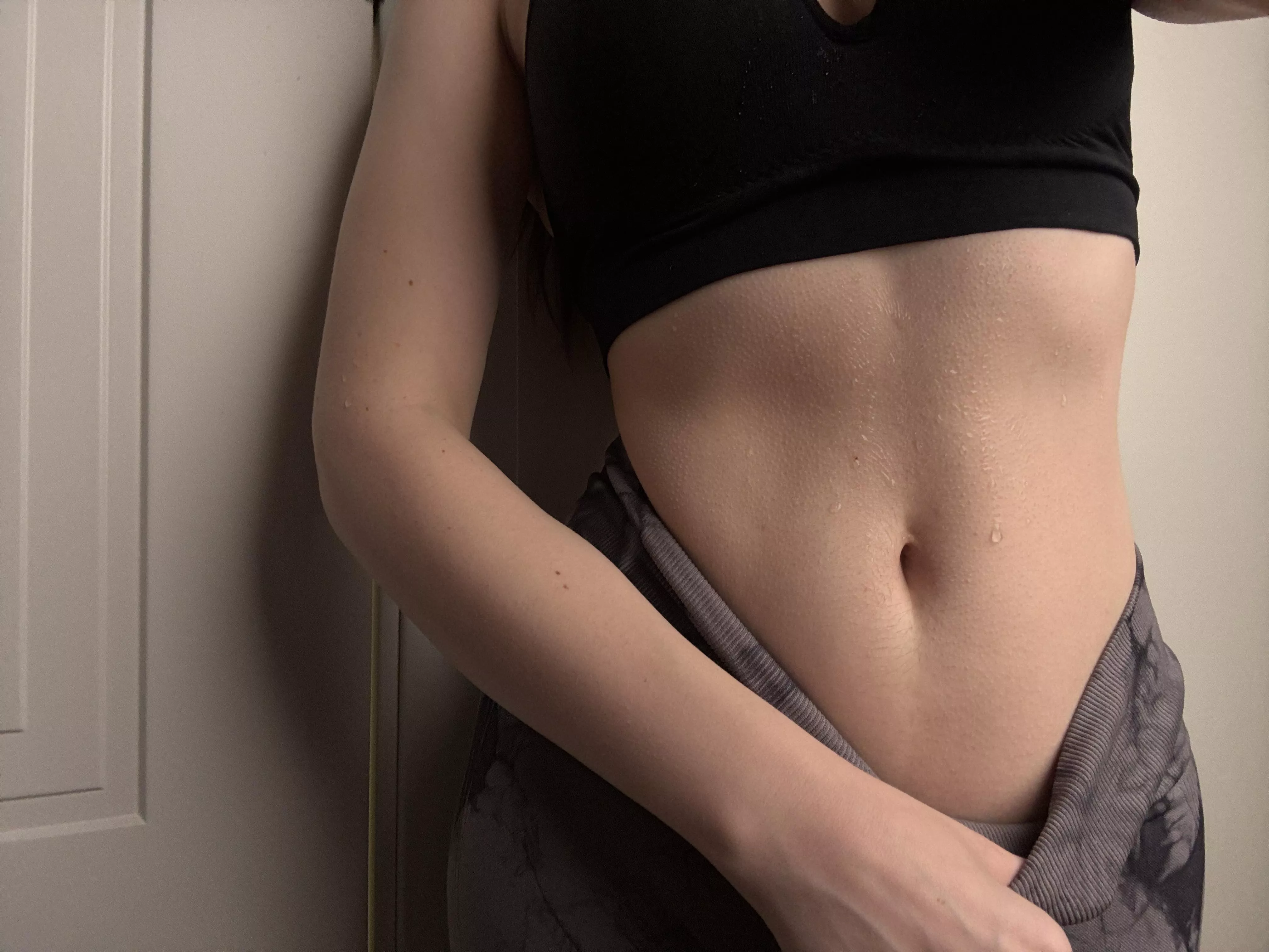 (F) My whole sexy belly is sweaty after running