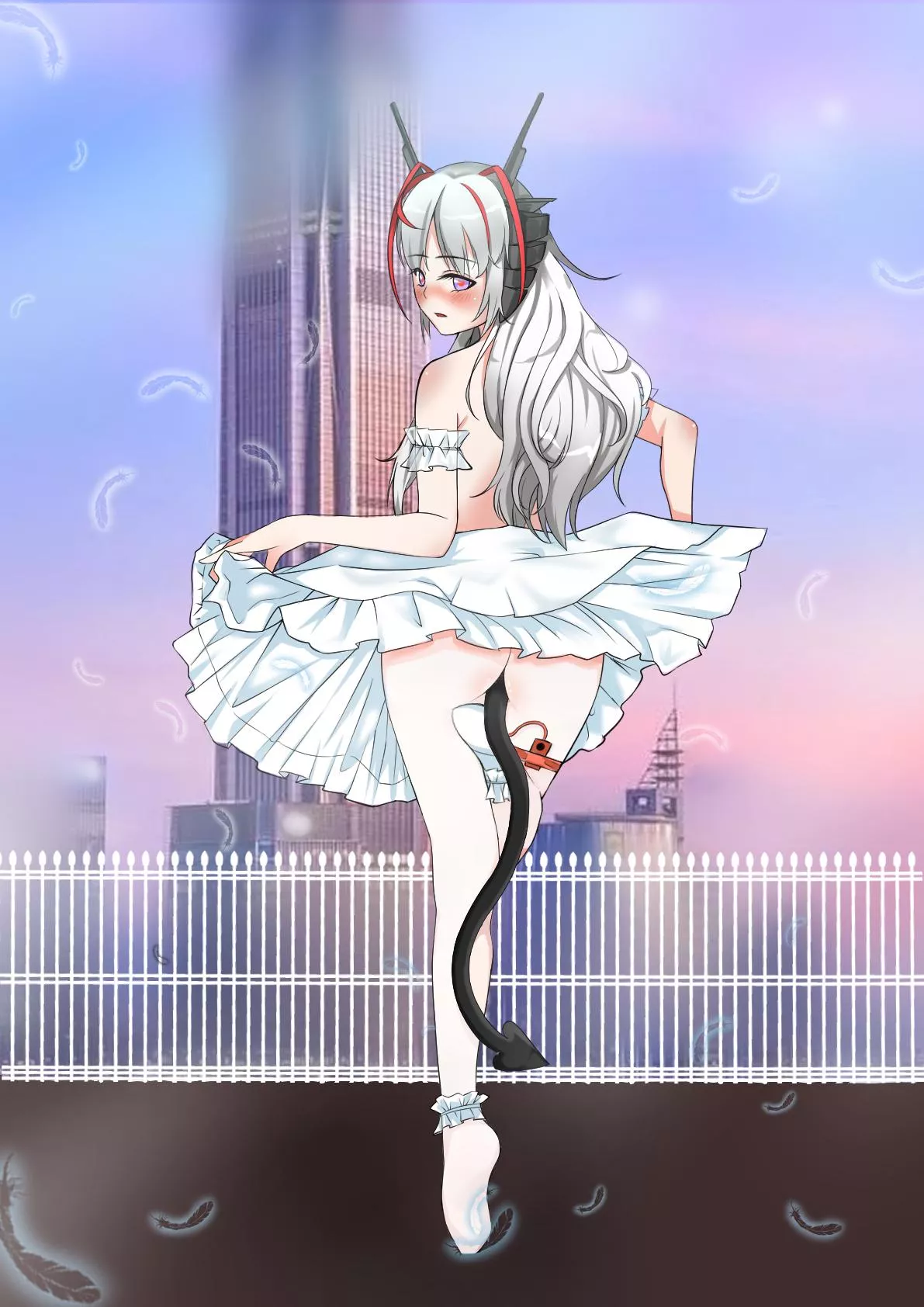 I-Is this really necessary Master...? a-atleast turn the vibe down p-please... Its making me flustered~