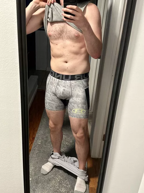 Shorts pulled all the way down