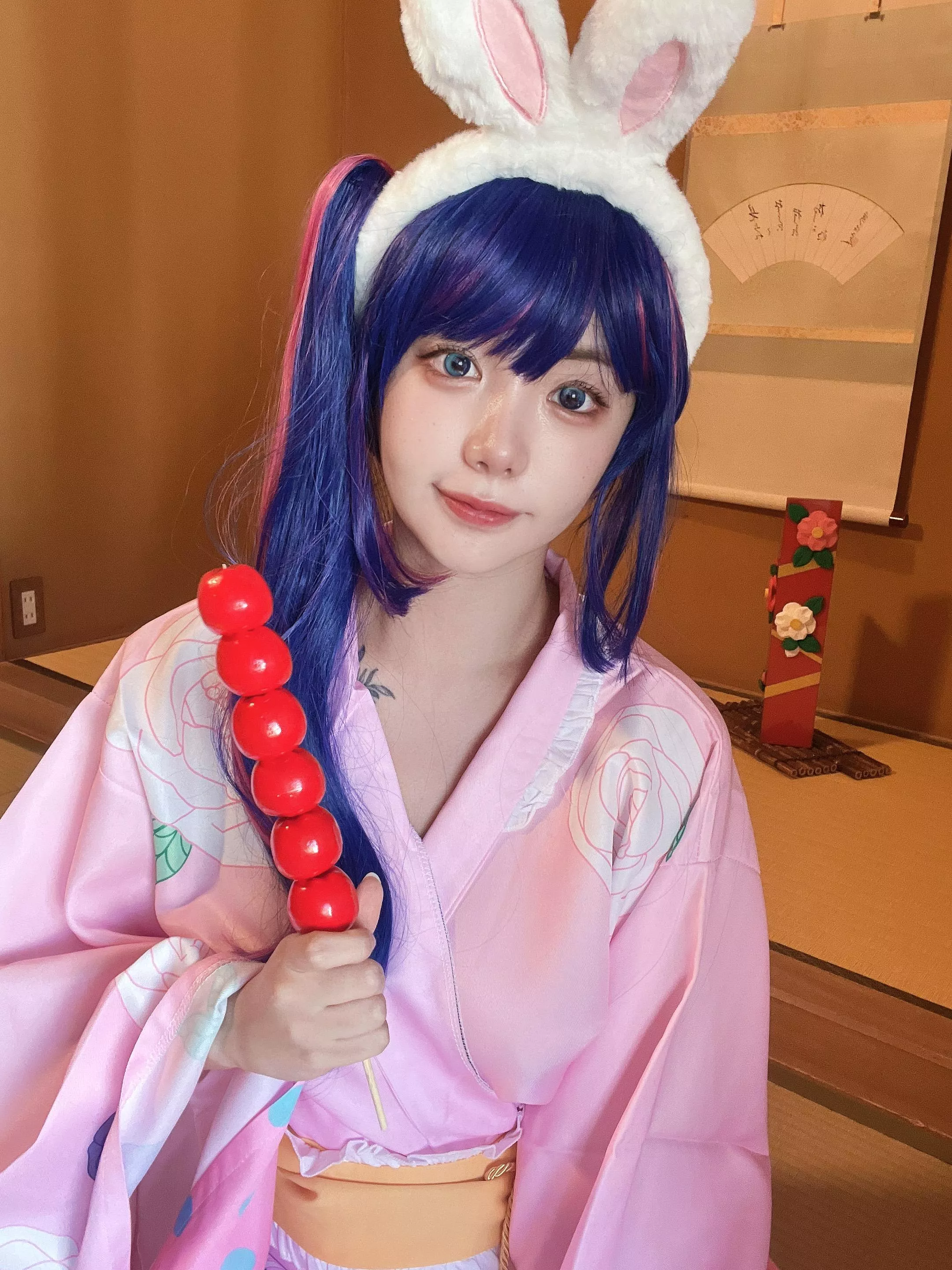 A pink rabbit is looking for an owner