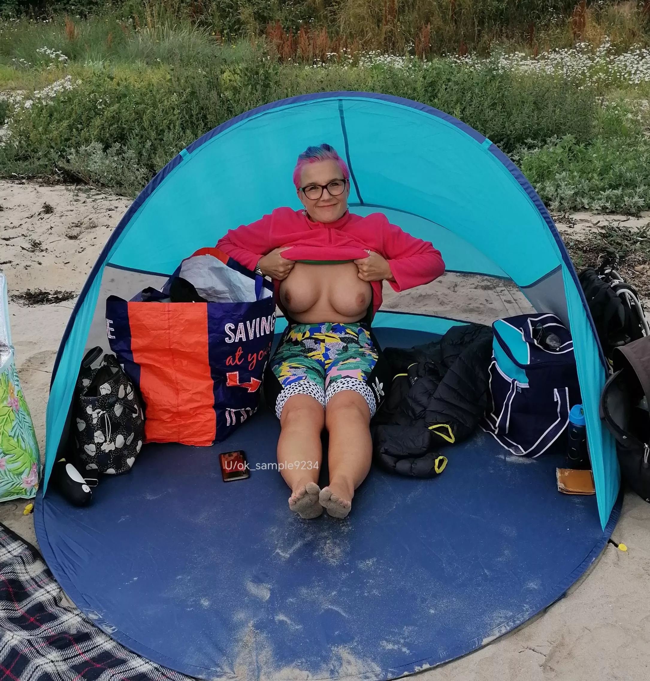 Sneaky flash at a busy beach x 42 UK 