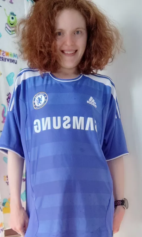 You don't need a bra with a football shirt 