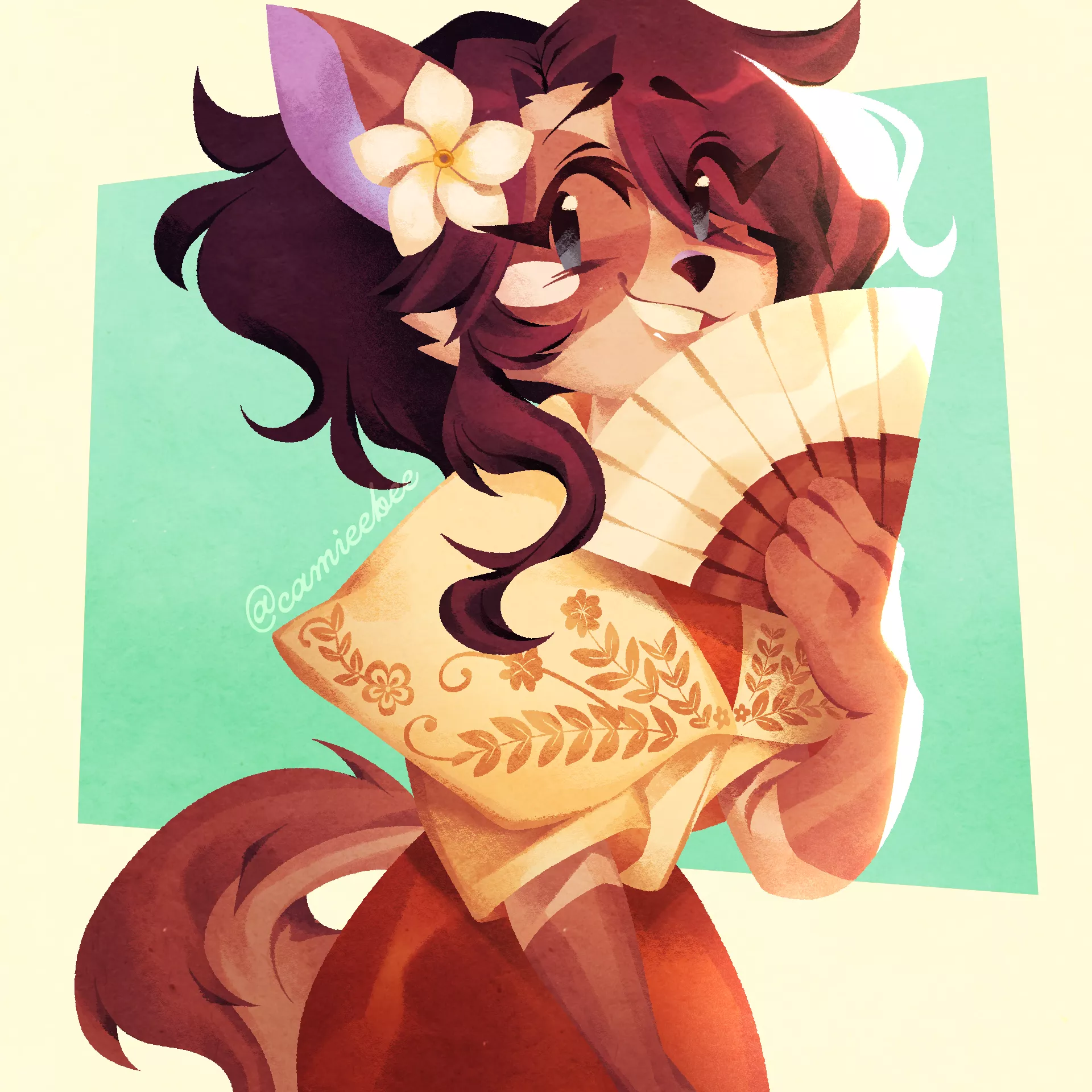 A recent commission I had! A fursona wearing a traditional Filipina attire! Based on your country, what would your fursona wear?