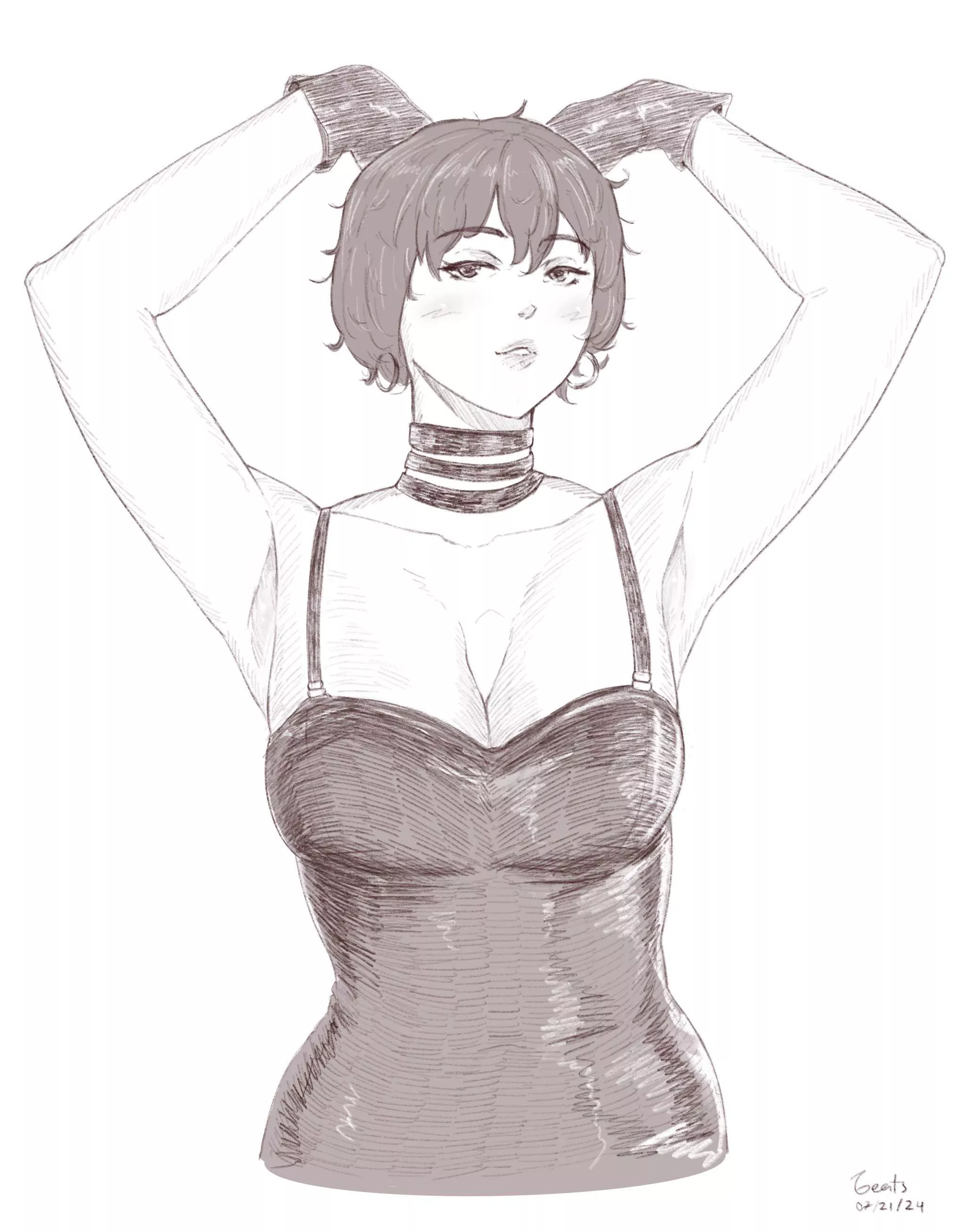 Drew my OC IV in latex after starting my kink journey!