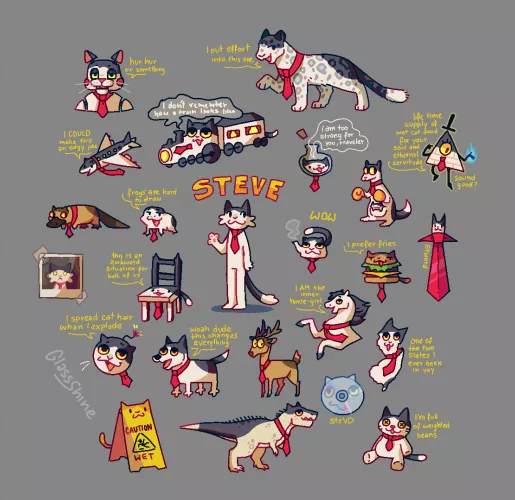 I drew my fursona as different things based on peoples suggestions [oc]