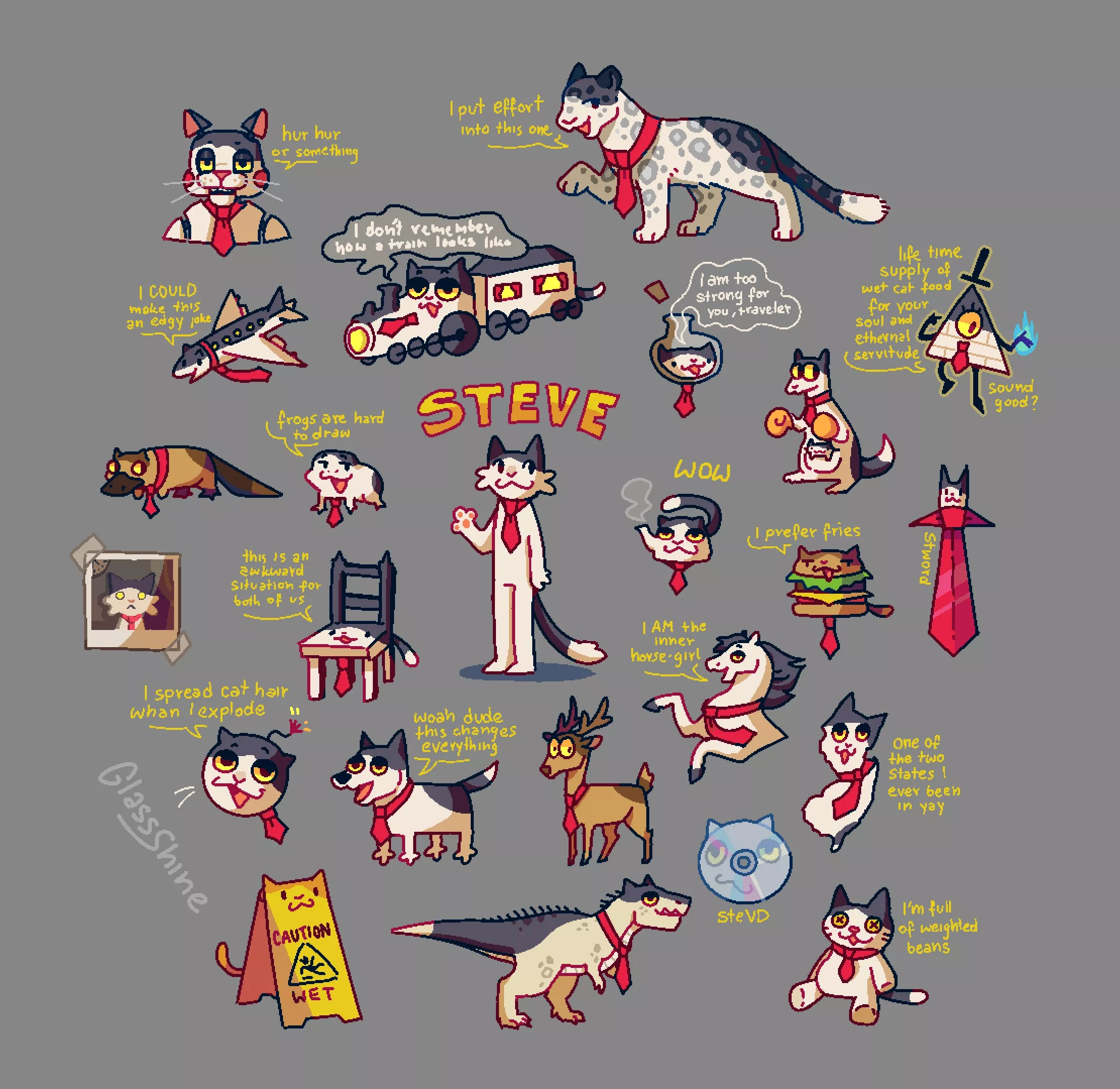 I drew my fursona as different things based on peoples suggestions [oc]