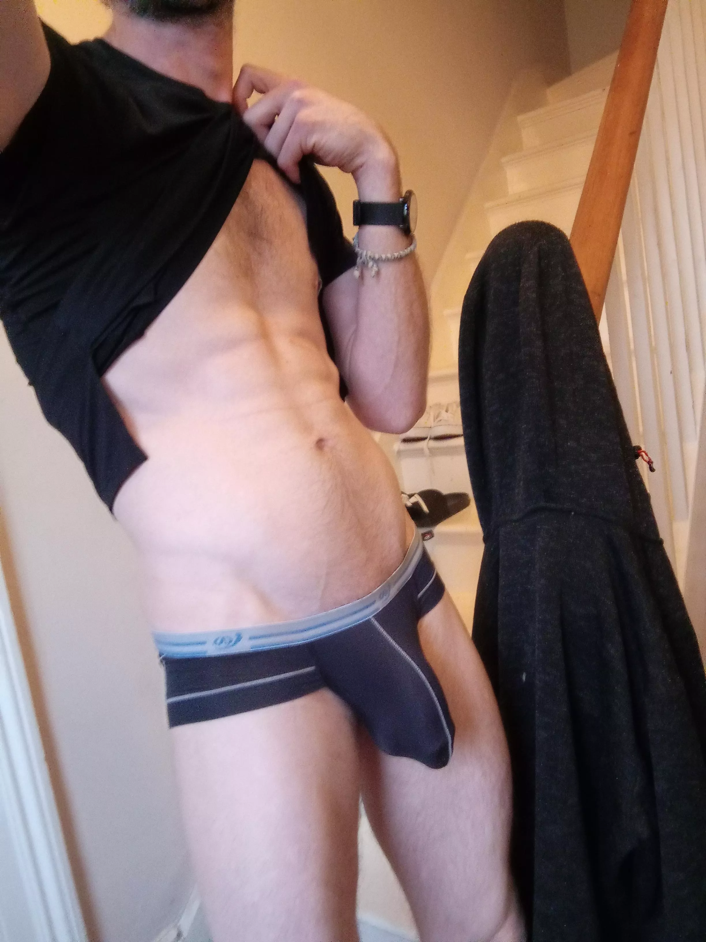 Would you mind if I answer the door like this? 