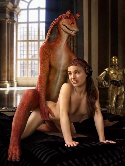 Jar Jar decided to try out Padme for the first time (unknown) 