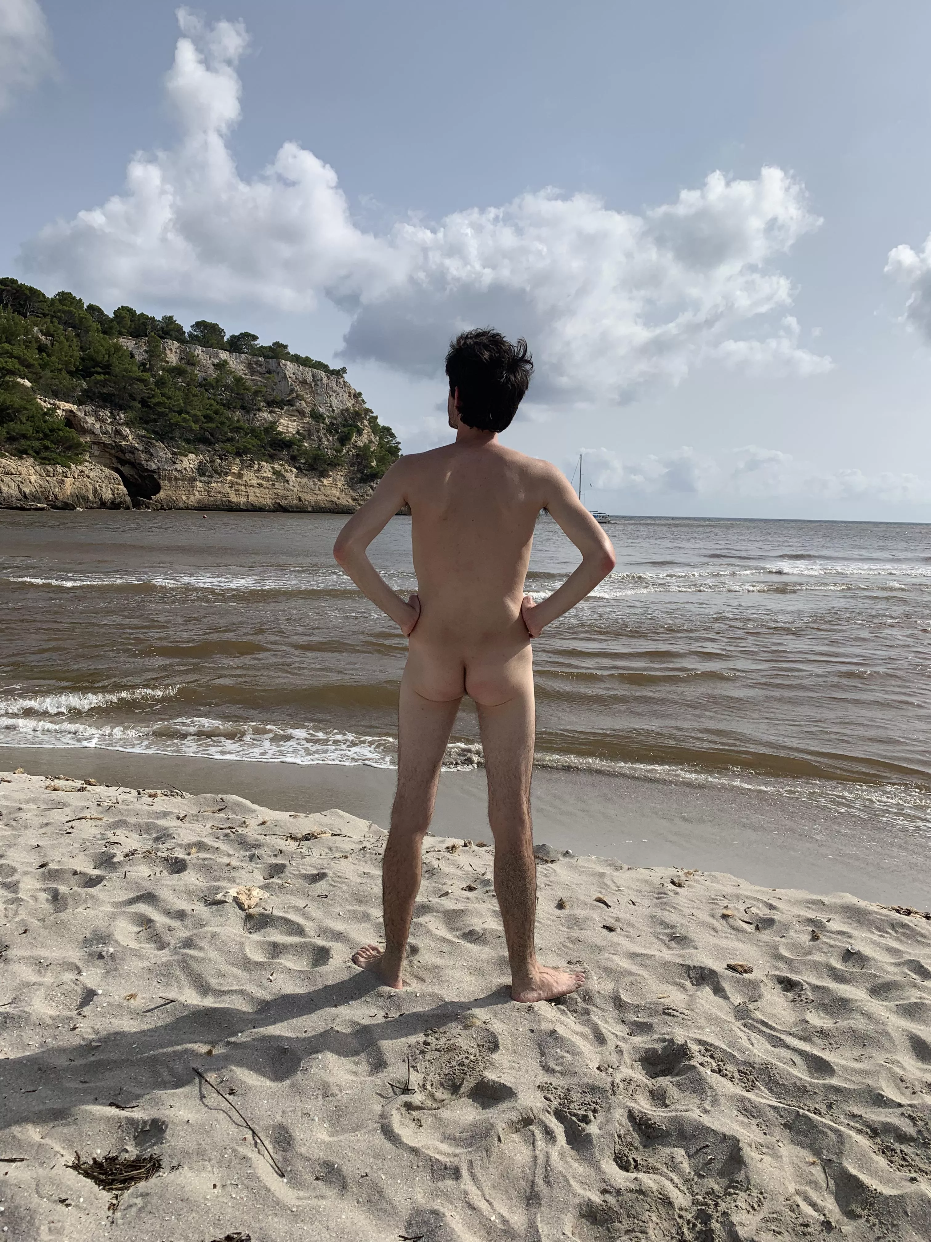 Naked on a beautiful Spanish beach