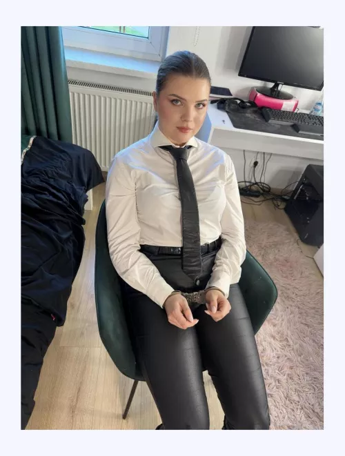 Your fav office girl cufted very strictly