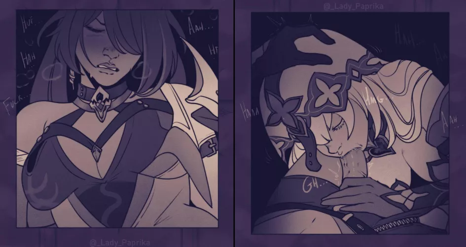 Acheron getting head from Black Swan (lady paprika) [Honkai: Star Rail]