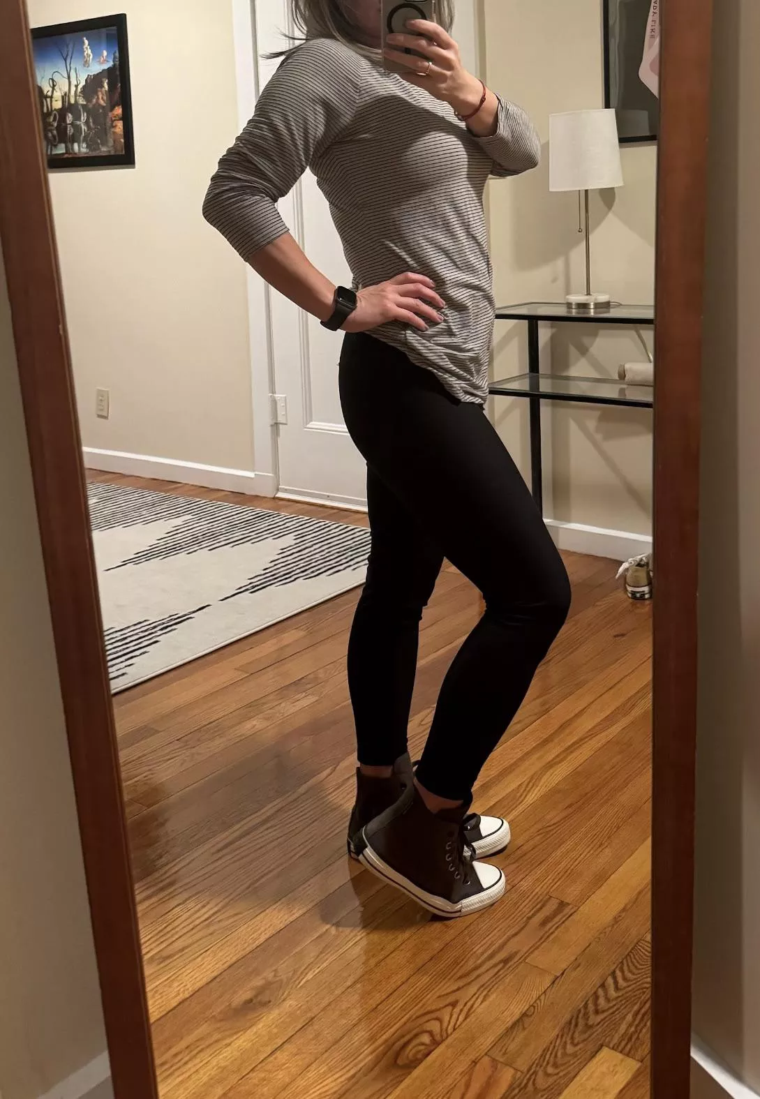 Cool enough this AM for yoga pants and long sleeves