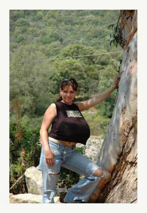 Milena's chest is steeper than tye rock face