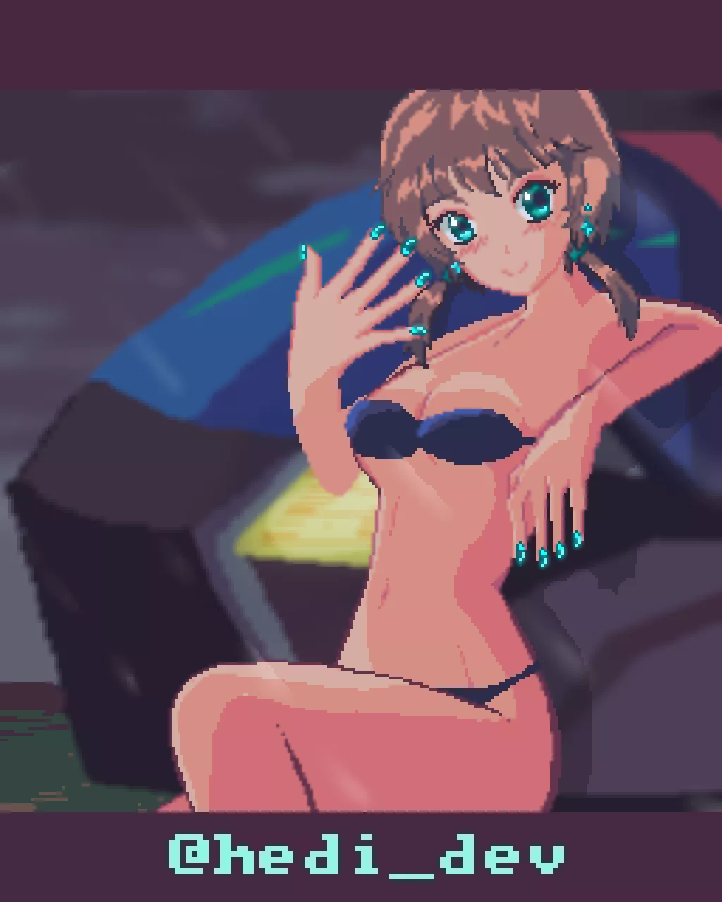  My game protagonist Yora next to her aircraft 