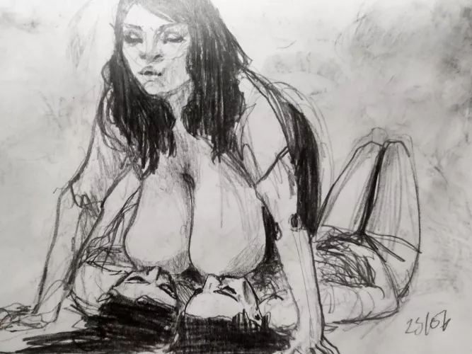 sharing another sketch of Milena, I love when she gets in this position to be milked.