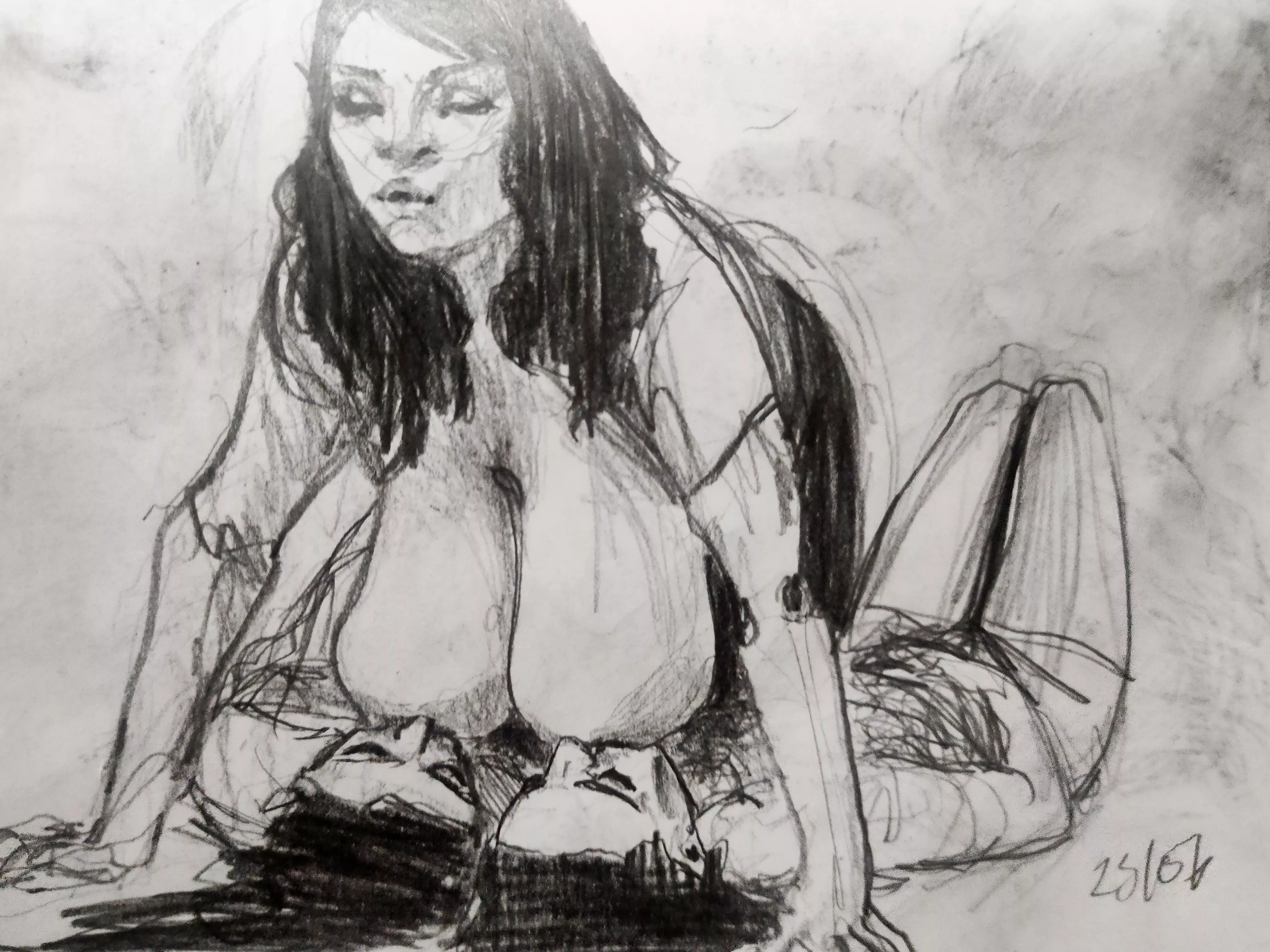 sharing another sketch of Milena, I love when she gets in this position to be milked.