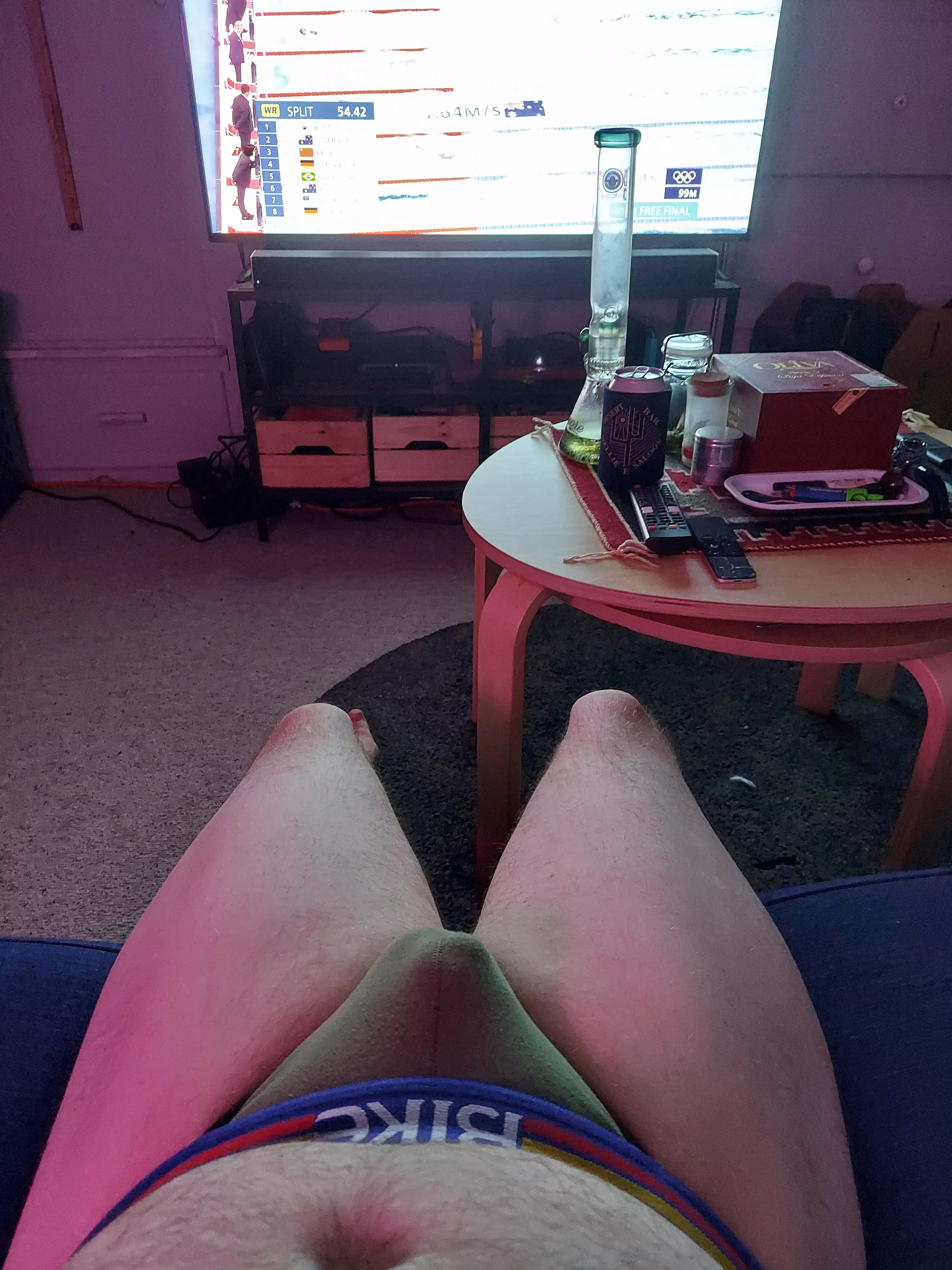 Wearing BIKE athletic jock briefs while watching the Olympics
